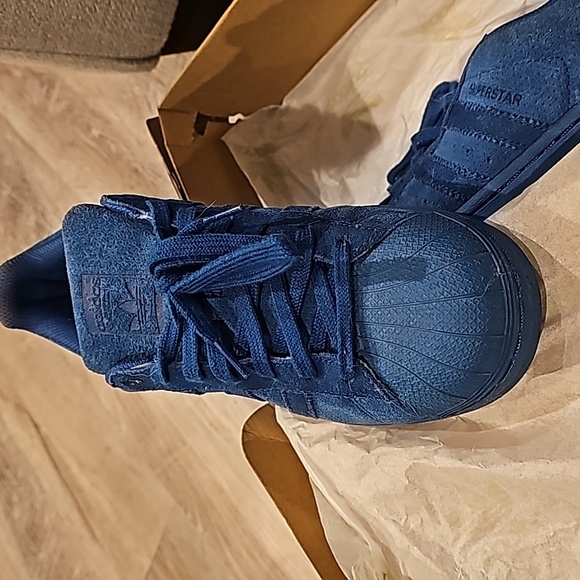 Adidas-SuperStar RT blue suede Shelle toe sneakers mens 8 - Picture 2 of 4